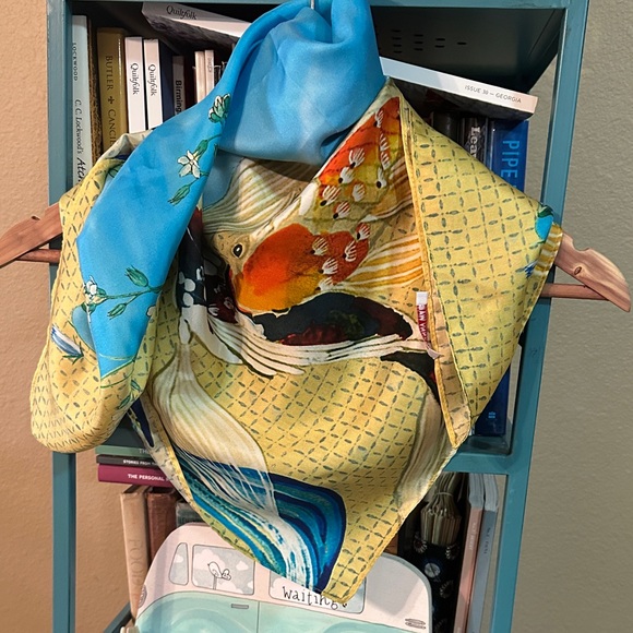 Johnny Was Yellow Koi Pond Silk Scarf - Picture 5 of 5